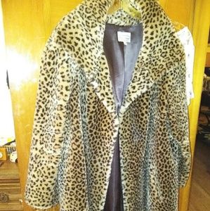 LEOPARD cheetah faux FUR COAT 3x